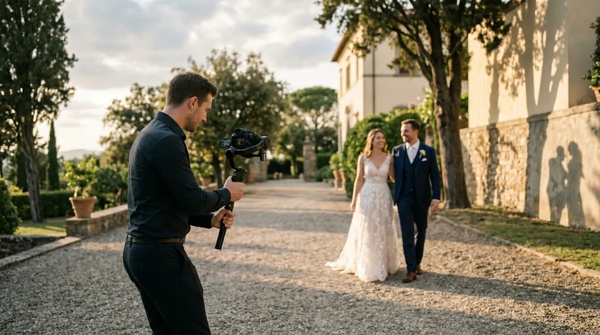 Vidéaste de mariage filmant les mariés